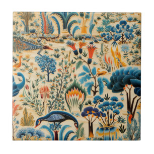 Chinoiserie Exotische Vögel Botanisches Muster (11 Fliese