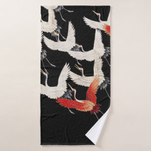 Chinoiserie Fliegender Kranich Zen Minimalistische Badhandtuch Set
