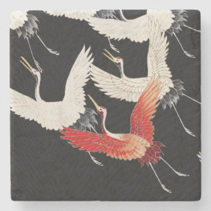 Chinoiserie Fliegender Kranich Zen Minimalistische Steinuntersetzer