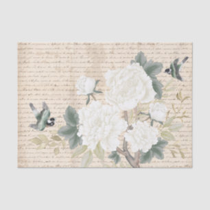 Chinoiserie Floral Birds Alte Handschrift Enttäusc Seidenpapier