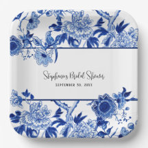 Chinoiserie Floral Blau und Weiß Bridal