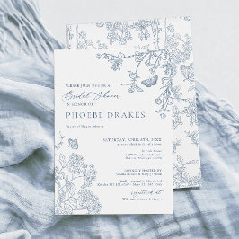 Chinoiserie Floral French Blue Brautparty Einladung