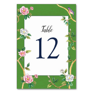 Chinoiserie Floral Green & White Tischnummer