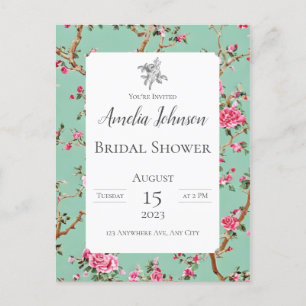 Chinoiserie Floral Postcard Invitation