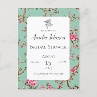 Chinoiserie Floral Postcard Invitation