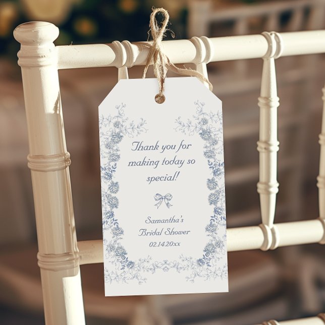 Chinoiserie Floral Something Blue Brautparty Geschenkanhänger (Von Creator hochgeladen)