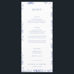 Chinoiserie Floral Wedding Menükarte<br><div class="desc">Vintage Regency Blue Chinoiserie Garden Floral,  wedding menu. Features,  elegant Chinoiserie Style garden floral pattern backing and front border frame.</div>