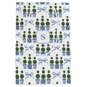 Chinoiserie-Formgehölz mit blauem Band Mittlere Geschenktüte