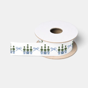 Chinoiserie-Formgehölz mit blauem Band Satinband