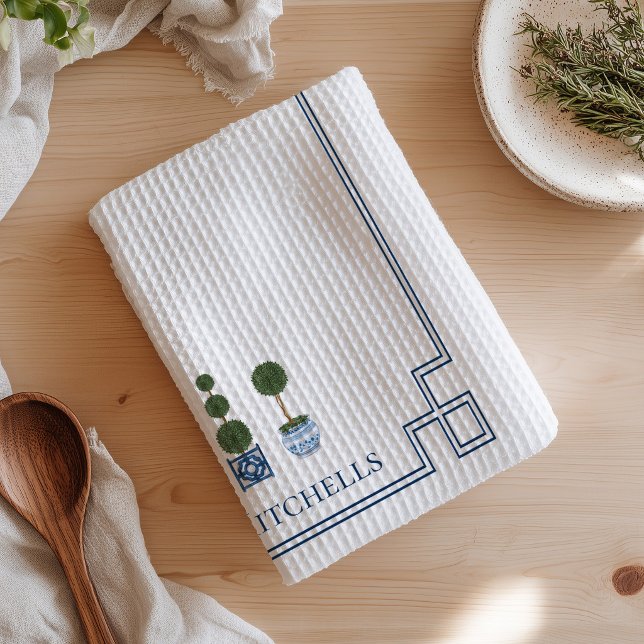Chinoiserie-Formgehölze Geschirrtuch (Chinoiserie Topiary Tree Kitchen Towel)