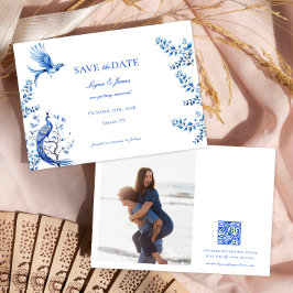Chinoiserie Foto Wedding Save the Date Einladung