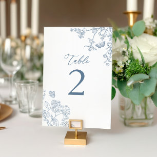 Chinoiserie Französisch Blaues Brautparty-Flat Tischnummer