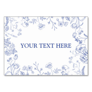 Chinoiserie French Blue Victoria Food Place Card Tischnummer