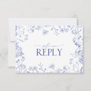 Chinoiserie French Blue Victorian Floral Carte RSV