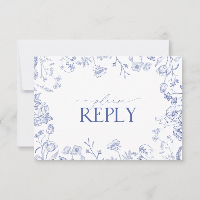 Chinoiserie French Blue Viktorianisch Floral RSVP  (Vorderseite)
