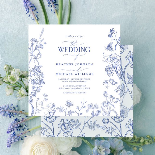 Chinoiserie French Blue Viktorianisch Floral Weddi Einladung (Von Creator hochgeladen)