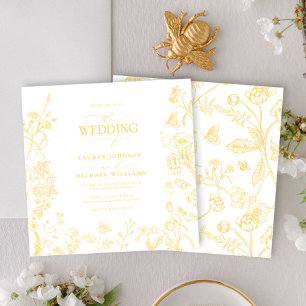 Chinoiserie French Gold Viktorianisch Floral Weddi Einladung