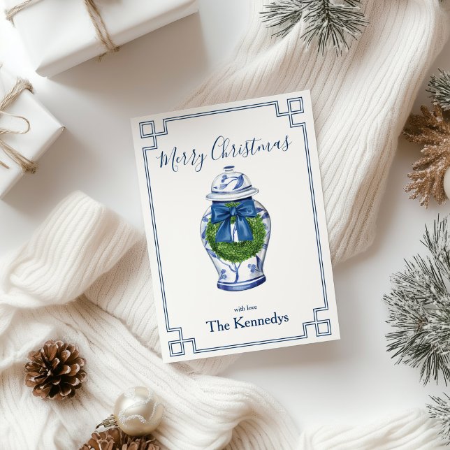 Chinoiserie Ginger Jar Feiertagskarte (ginger jar chinoiserie christmas card)