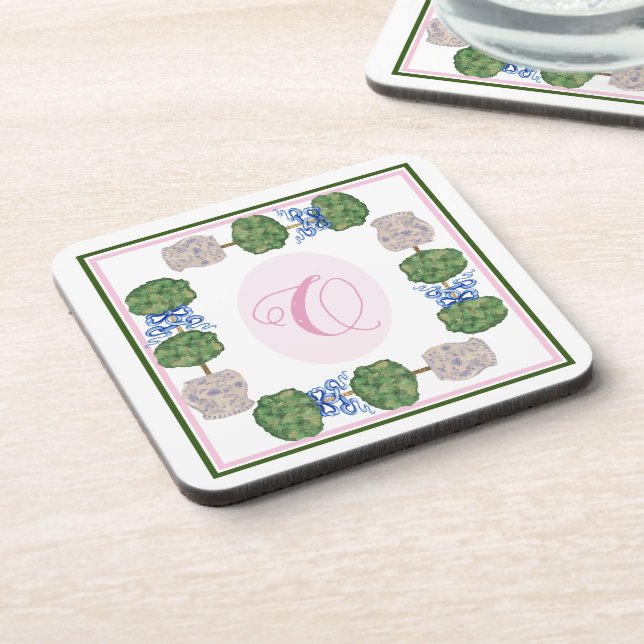 Chinoiserie Ginger Jar Jars Topiary Basket Getränkeuntersetzer (Linke Seite)