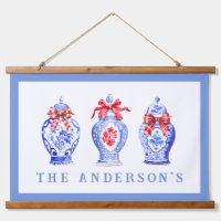 Chinoiserie Ginger Jar mit Red Bow | Weihnachten