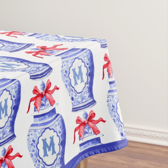 Chinoiserie Ginger Jar Monogram | Red Bow Tischdecke (Beispiel)
