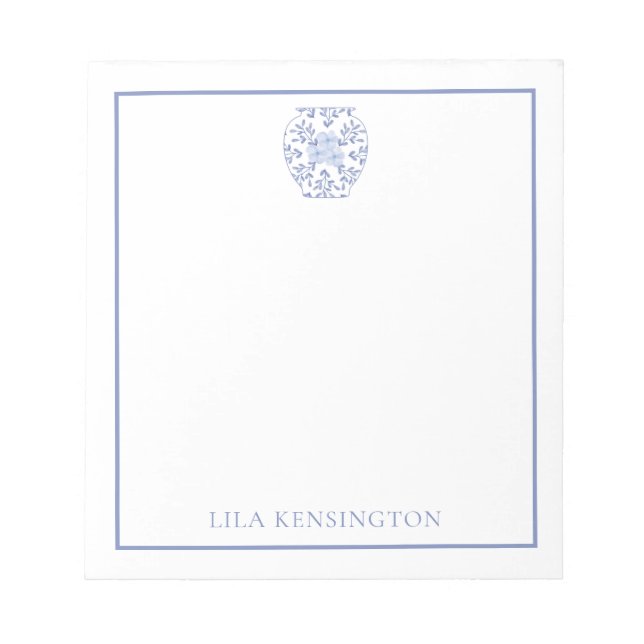 Chinoiserie Ginger Jar Vase Personalisiert Notepad Notizblock (Vorderseite)