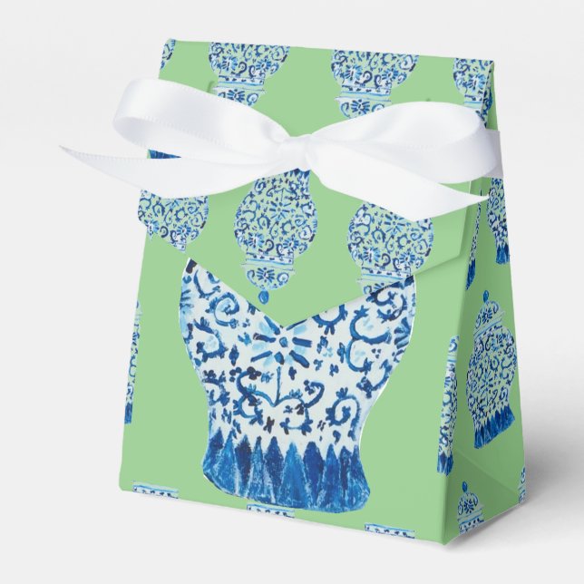 Chinoiserie Green Blue Ginger Jar Bag Geschenkschachtel (Vorderseite)
