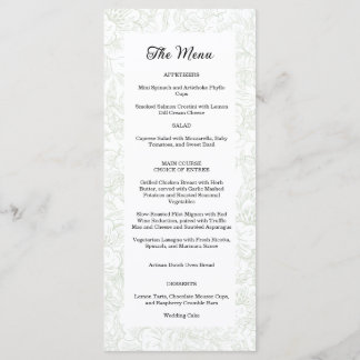 Chinoiserie Green Sage Peony Wedding Menükarte