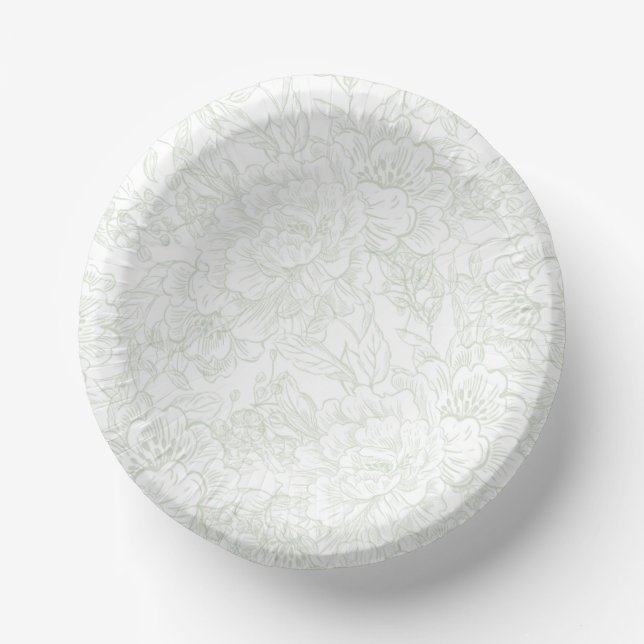 Chinoiserie Green Sage Peony Wedding Pappteller (Vorderseite)