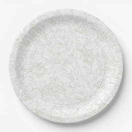 Chinoiserie Green Sage Peony Wedding Pappteller