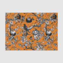 Chinoiserie Halloween Crow & Jack-O-Lantern Muster