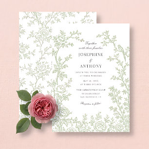 Chinoiserie Hellgrüne Florale Hochzeit Einladung