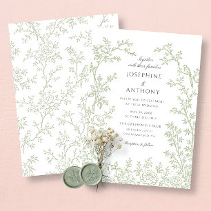 Chinoiserie Hellgrüne Florale Hochzeit Einladung