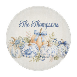 Chinoiserie Herbst Blumenkürbis Monogramm Schneidebrett