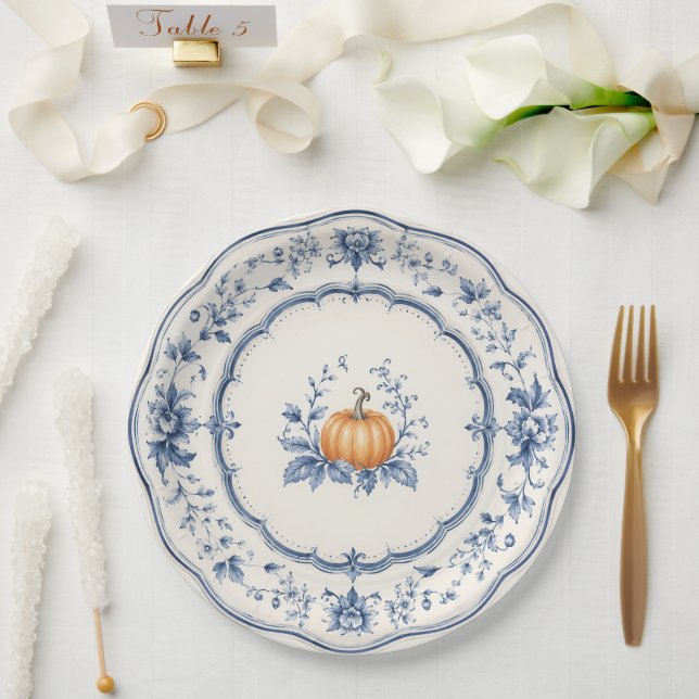 Chinoiserie Herbst-Kürbisstapel Pappteller (Hochzeit)
