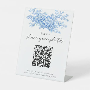 Chinoiserie-Hochzeitsfotos QR-Code Willkommensskri Sockelschild