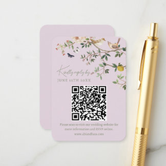 Chinoiserie-Hochzeitswebsite RSVP-QR-Code Begleitkarte