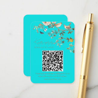 Chinoiserie-Hochzeitswebsite RSVP-QR-Code Begleitkarte