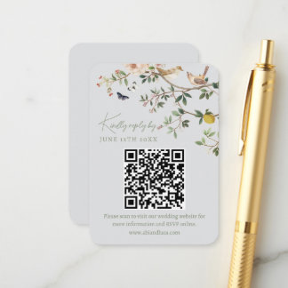 Chinoiserie-Hochzeitswebsite RSVP-QR-Code Begleitkarte