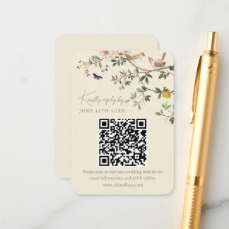 Chinoiserie-Hochzeitswebsite RSVP-QR-Code Begleitkarte