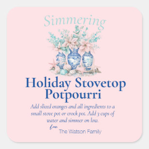 Chinoiserie Holiday Potpourri Stovetop Quadratischer Aufkleber