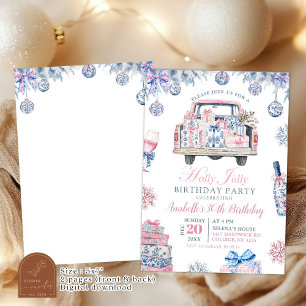 Chinoiserie Holly Jolly Adult Birthday Party Einladung