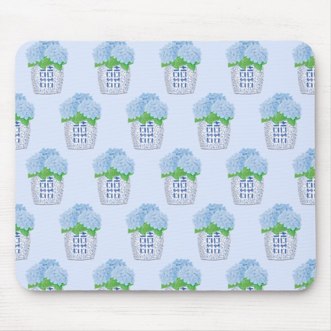 Chinoiserie Hydrangea Mouse Pad Mousepad (Vorne)
