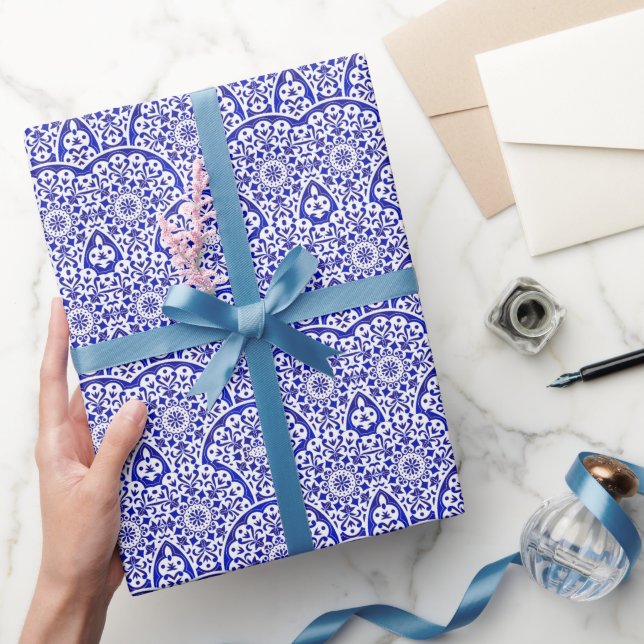 Chinoiserie, Inspiriert Blaue und Weiße Keramik au Geschenkpapier (Schenken)