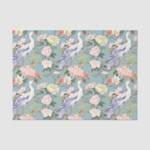 Chinoiserie Jade Floral Egret Seidenpapier