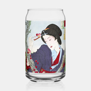 Chinoiserie Japanische Dame & rote Kirschblüte Dosenglas
