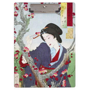 Chinoiserie Japanische Dame & Rote Kirschblüte Klemmbrett