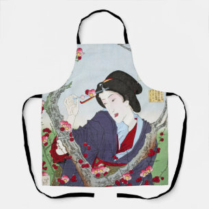 Chinoiserie Japanische Dame & Rote Kirschblüte Schürze
