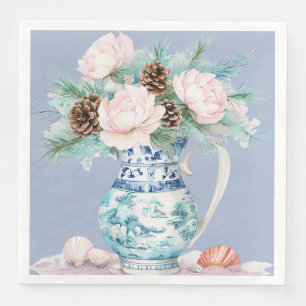 Chinoiserie Jug mit Pinecones und Seashells Serviette