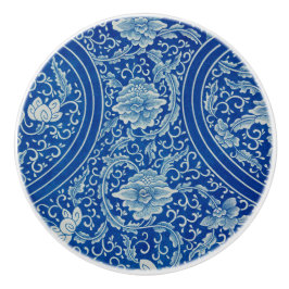 Chinoiserie Klassischer Chinesischer Blumenkobalt  Keramikknauf